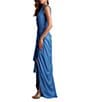 Tadashi Shoji One Shoulder Ruffle Front Crepe Column Gown, Color:Cadet Blue - Image 3