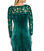Color:Emerald - Image 4 - Sequined Lace Bodice Crepe Sheath Boat Neck Long Sleeve Dress