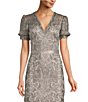 Color:Duchess Grey - Image 3 - Sheer Puffed Short Sleeve Lace Gown