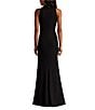 Tadashi Shoji Sleeveless Tuxedo Crepe Gown, Color:Black - Image 2