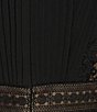 Color:Black - Image 3 - Stretch Crepe V Neckline Long Illusion Sleeve Lace Trim Dress