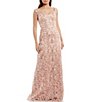 Color:Antique Pink - Image 1 - Sweetheart Neck Sleeveless Embroidered Lace Gown