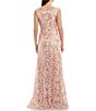 Color:Antique Pink - Image 2 - Sweetheart Neck Sleeveless Embroidered Lace Gown