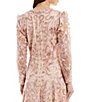 Color:Antique Pink - Image 4 - V-Neck Long Sleeve Lace Asymmetrical Hem Midi Dress