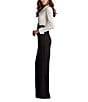 Tadashi Shoji V-Neck Long SLeeve Lace Bodice Crepe Tuxedo Jumpsuit, Color:Ivory/Black - Image 3