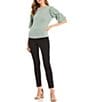 Color:Black - Image 3 - High-Waisted Flat-Front Pull-On Suiting Skinny Pants
