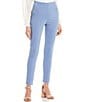 Color:Infinity Blue - Image 1 - High-Waisted Flat-Front Pull-On Suiting Skinny Pants