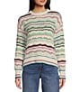 Takara Long Sleeve Pointell Printed Pullover Top, Color:Green Multi - Image 1