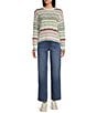 Takara Long Sleeve Pointell Printed Pullover Top, Color:Green Multi - Image 3