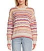 Takara Long Sleeve Pointell Printed Pullover Top, Color:Multi - Image 1