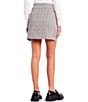 Color:Black/White - Image 2 - Mid Rise Plaid Slit-Front Pencil Skirt