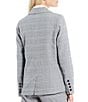 Color:Grey - Image 2 - Notch Collar Long Sleeve Plaid Blazer Jacket