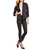 Color:Black/White - Image 3 - Ruched-Sleeve Checkered Print Suit Blazer