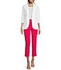 Takara Coordinating Ruched Sleeve Notched Collar Blazer, Color:White - Image 3