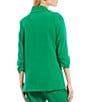 Color:Green - Image 2 - Coordinating Ruched Sleeve Notched Collar Blazer