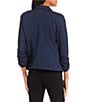 Color:Medden Medium Blue - Image 2 - Ruched Sleeve Suiting Blazer