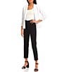 Takara Ruched Sleeve Suiting Blazer, Color:White - Image 3
