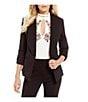 Color:Black - Image 1 - Ruched Sleeve Suiting Blazer