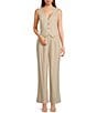 Takara Sleeveless Linen-Blend Coordinating Vest, Color:Natural - Image 3