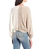 Color:Ivory-Taupe - Image 2 - V-Neck Long Sleeve Drape Twist Front Pull-On Top