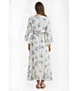 Talisman Carly Bluebell Woven Floral Print V-Neck 3/4 Bell Sleeve Wrap Maxi Dress, Color:Bluebell - Image 2