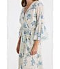 Talisman Carly Bluebell Woven Floral Print V-Neck 3/4 Bell Sleeve Wrap Maxi Dress, Color:Bluebell - Image 5