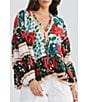 Color:Toledo - Image 1 - Cha Cha Printed V-Neck Long Volume Sleeve Tiered Body Top