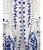 Color:White W Navy - Image 4 - Floral Embroidered Ruffle Detail V-Neck Sleeveless Sadira Maxi Dress