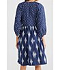 Color:Navy Embroidery - Image 2 - Gaia V-Neck 3/4 Raglan Sleeve Embroidered Dress