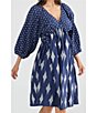Color:Navy Embroidery - Image 4 - Gaia V-Neck 3/4 Raglan Sleeve Embroidered Dress