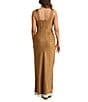 Talisman Luca Silk Jacquard V-Neck Sleeveless Lace Slip Dress, Color:Cocoa - Image 2