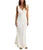 Talisman Luca Silk Jacquard V-Neck Sleeveless Lace Slip Dress, Color:Ivory - Image 1