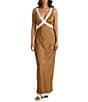 Talisman Luca Silk Jacquard V-Neck Sleeveless Lace Slip Maxi Dress - Image 1
