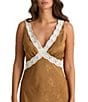 Talisman Luca Silk Jacquard V-Neck Sleeveless Lace Slip Maxi Dress - Image 3