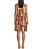 Color:Enchanted Patchwork - Image 2 - Lucky Charm Enchanted Patchwork Print V-Neck Tiered Swing Dress