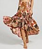 Color:Enchanted Patchwork - Image 5 - Sassy Floral Patchwork Print High-Low Tiered Ruffled Hem Skirt