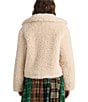 Talisman Stuart Faux Shaggy Fur Point Collar Open Front Cropped Jacket, Color:Beige - Image 2