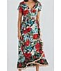 Color:Toledo - Image 1 - Toledo Floral Print V-Neck Short Sleeve Ruffle Hem Palm Springs Wrap Dress