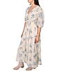 Color:Bluebell - Image 3 - V-Neck Short Puff Sleeve Bluebell Print Halo Maxi Dress