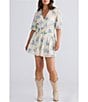 Talisman Voile V-Neck Ballon Sleeve Button Front Romper - Image 4
