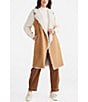 Talisman Wanderer Faux Suede Notch Collar Open Front Vest, Color:Tan - Image 4