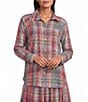 Talisman Woven Yellowstone Plaid Collared Long Sleeve Coordinating Top - Image 1