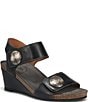 Color:Black - Image 1 - Carousel 3 Leather Wedge Sandals