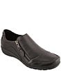Color:Black - Image 1 - Character Leather Side Zip Wedge Slip-Ons
