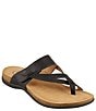 Color:Black - Image 1 - Perfect Leather Toe Loop Thong Adjustable Sandals