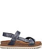 Color:Dark Blue - Image 2 - Sideways Leather Sandals