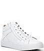 Color:White - Image 1 - Women's Winner High Top Leather Side Zip Sneakers
