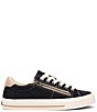 Color:Black/Tan Distressed - Image 2 - Z-Soul Distressed Canvas Oxford Zip Detail Sneakers