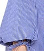 Tara Jarmon Caly Stripe Print Point Collar Short Puff Sleeve Rhinestone Top, Color:Indigo - Image 4