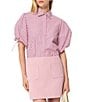 Tara Jarmon Caly Striped Point Collar Short Sleeve Button Front Blouse - Image 1